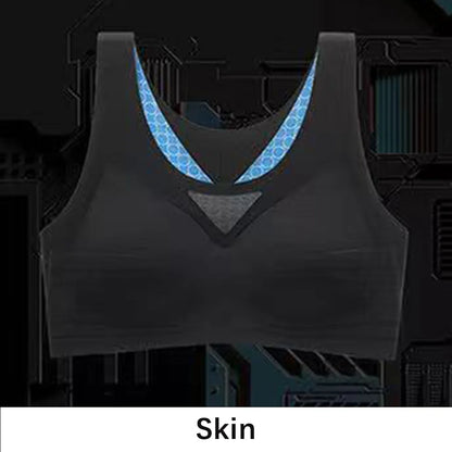 Women's Sports Bra Plus Size Push-Up Seamless Breathable Cool-Feel Underwear Wide Straps Full Cup Black Bras No Hooks Full Cup