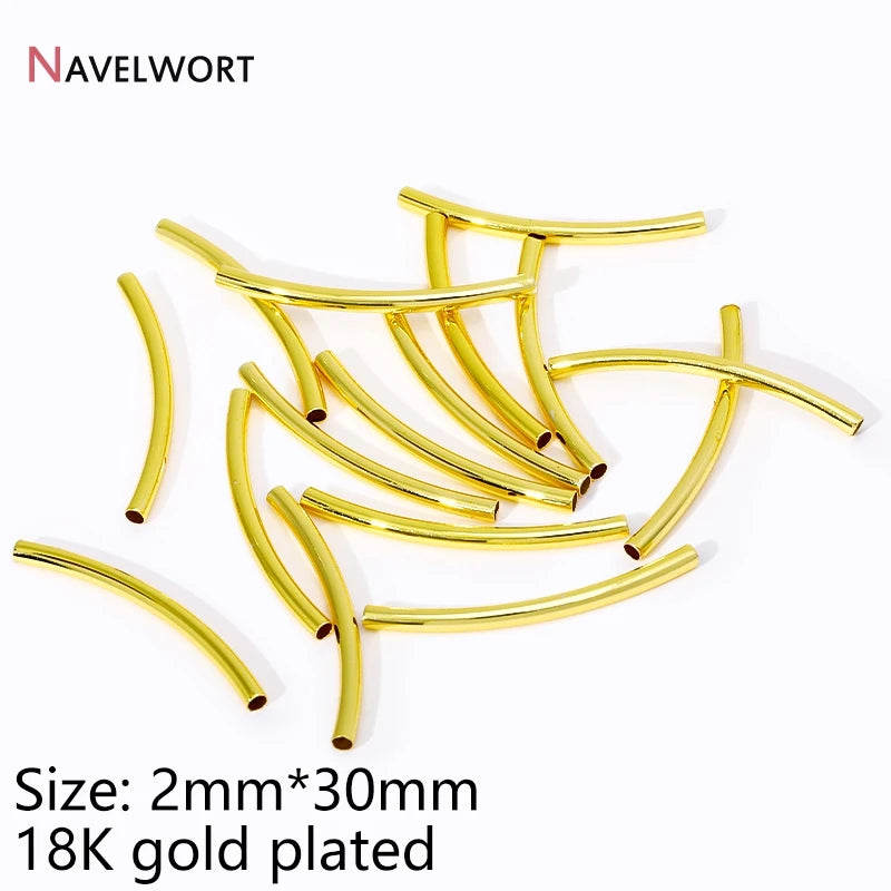 Tubes For Jewelry 18K Gold Plated Curved Tube Beads For Bracelet Necklace Making Supplies,Tube Beads Connector,Jewelry Materials