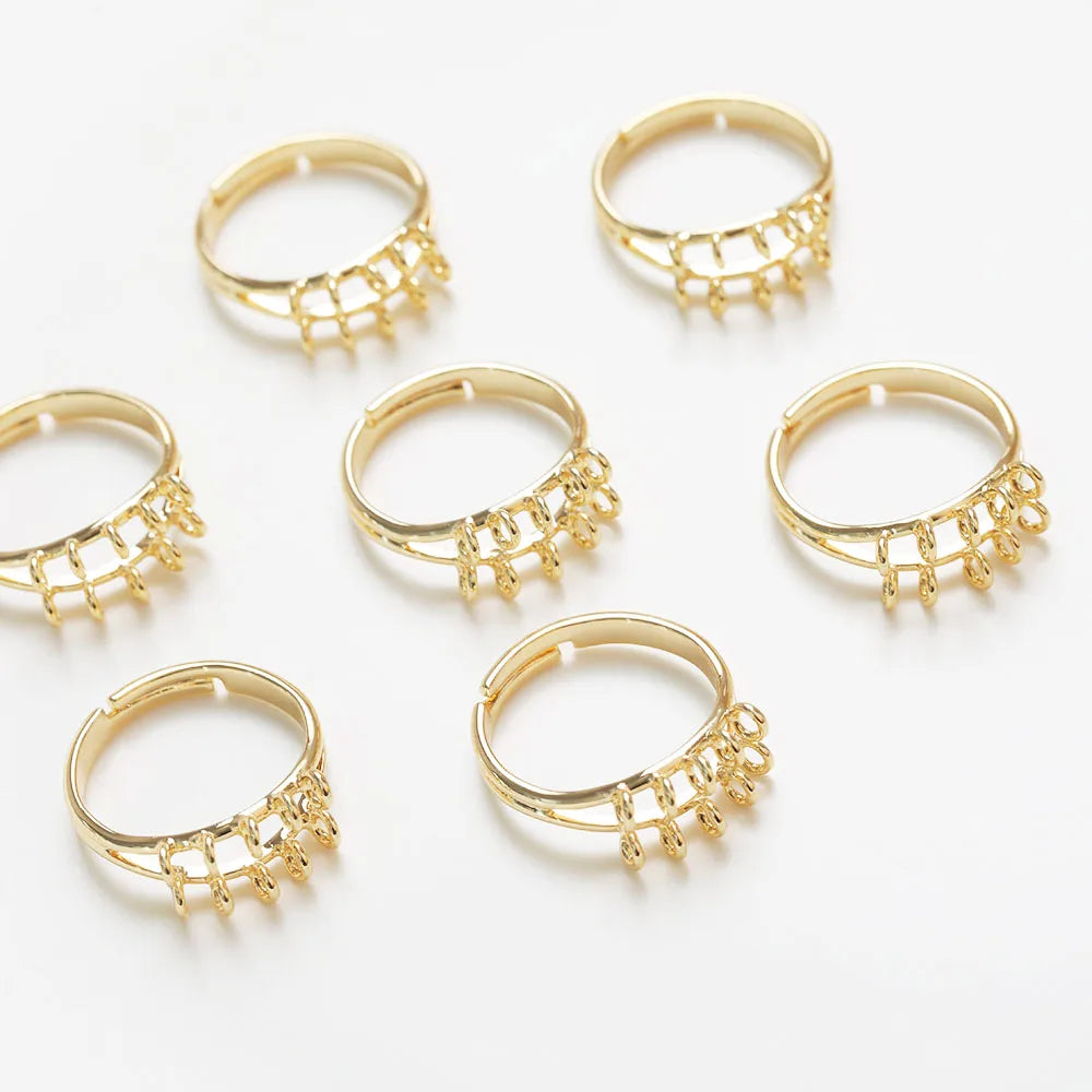 14k Gold Plated Ring Settings Jewelry Making Supplies DIY Hand Made Findings Brass Accessories
