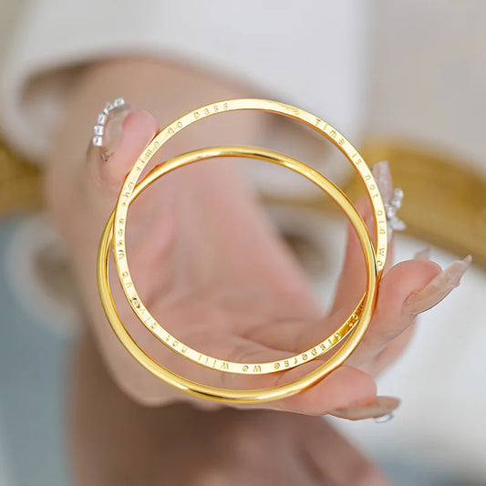 18K Gold Women's Double Chain Letter Design Bracelet, AU750 Pure Gold, Light Luxury Fashionable Elegant and Versatile Jewelry
