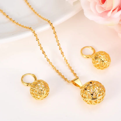 Fashion Gold Color Jewelry for Women Necklace Earrings Set Party Accessories Dubai India Africa Gift