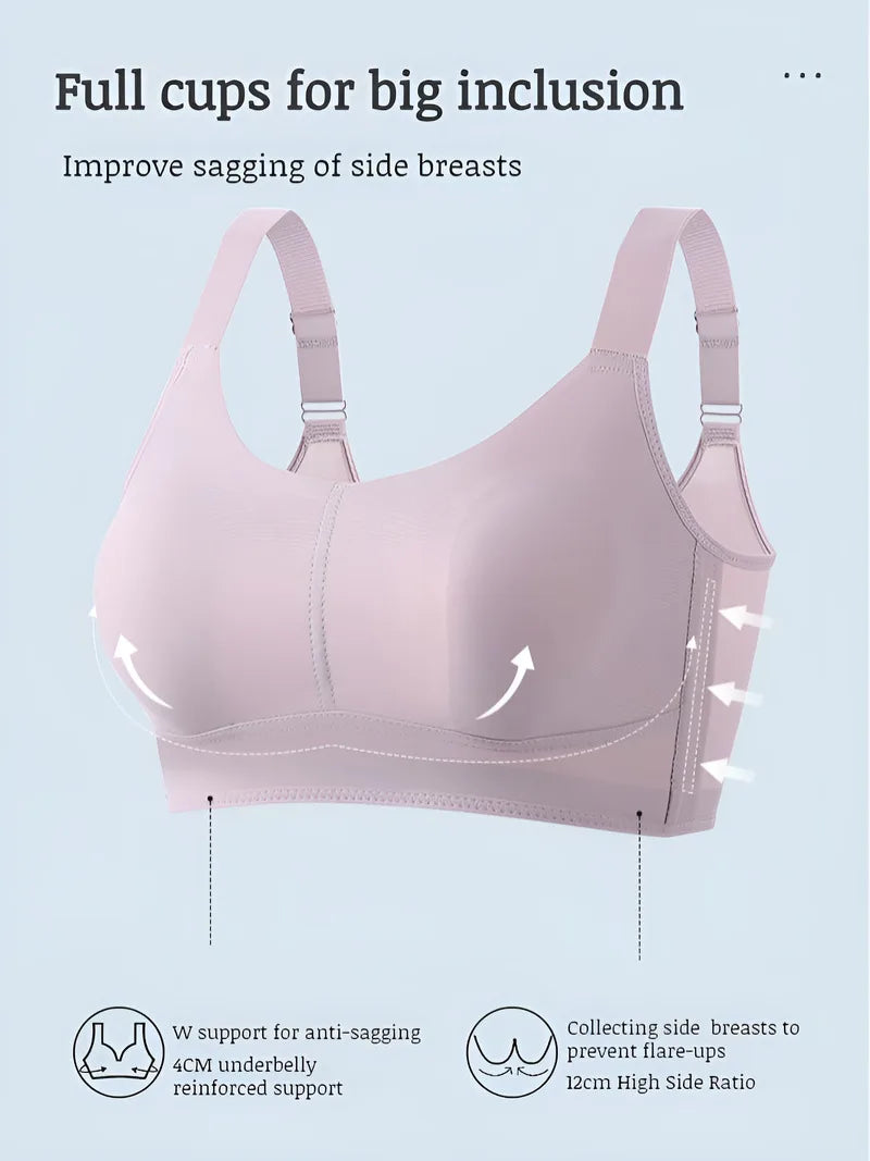 Brelira Bras For Women Full Coverage Minimizer Bra Anti-Sagging Side Smoothing Wireless Seamless Support Wide Band