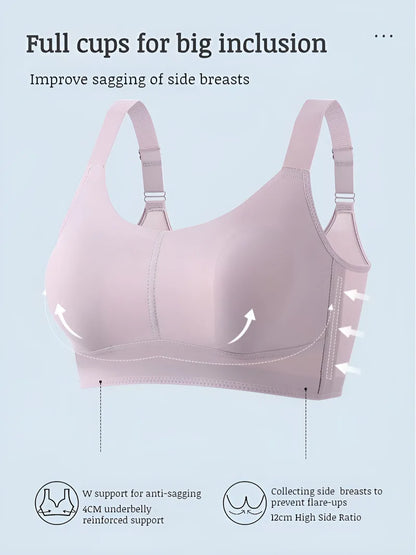 Brelira Bras For Women Full Coverage Minimizer Bra Anti-Sagging Side Smoothing Wireless Seamless Support Wide Band