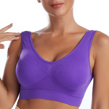 Women Bra Plus Size Seamless Brassiere Breathable Wire Free Bralette Underwear Comfortable Active Padded Brassiere Crop Top