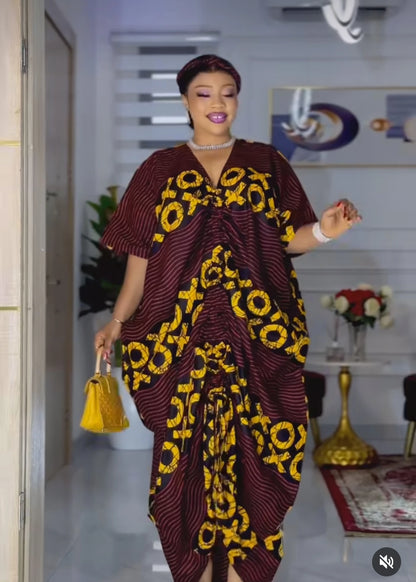 African Plus Size Dresses for Women 2025 Spring Autumn V-neck Half Sleeve Wedding Party Evening Christmas Long Dress Robes Gowns