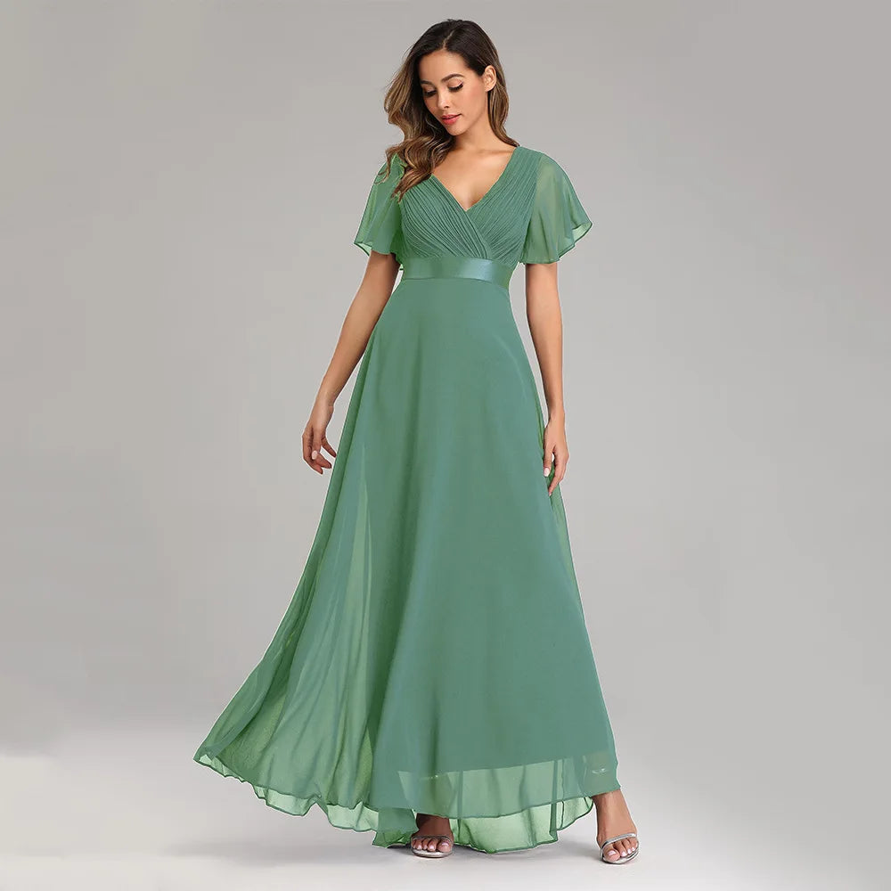 ICCLEK Plus Size Women Clothing Party Evening Dresses Elegant And Pretty Women'S Dresses Chiffon Soft Vestidos De Noche Tallas G