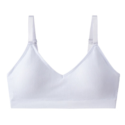 New Large-Sized Women'S Bra With Loop Connection Design, No Steel Ring, No Trace, Comfortable Ribbed Gathering Bra