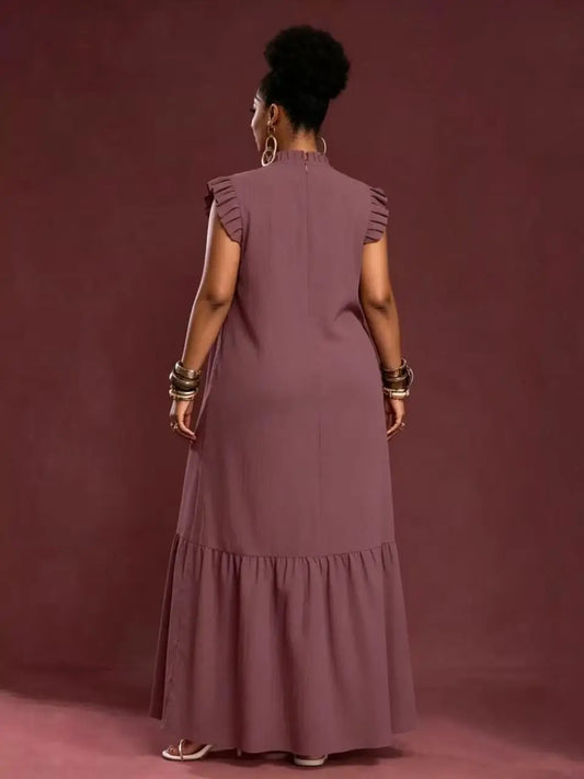 Plus Size Women's Elegant Skirt Dress Casual Work European American Style with Pleated Texture And Large Swing Hemline