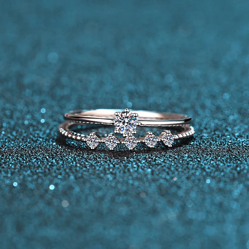 Luxury 18k White Gold High-quality Platinum Pt950 Ring for Women with 0.1ct Moissanite Cabochon Fine Jewelry Gift