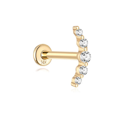 AIDE Single 1piece 14K Solid Gold Jewelry Stud Earring For Women Simple Mini Puncture Earrings Yellow Gold Jewelry Birthday Gift