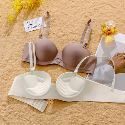 Women's Gathered Underwear Small Breasts Support No Steel Rings No Shoulder Straps Comfortable Bra for Large Breasts