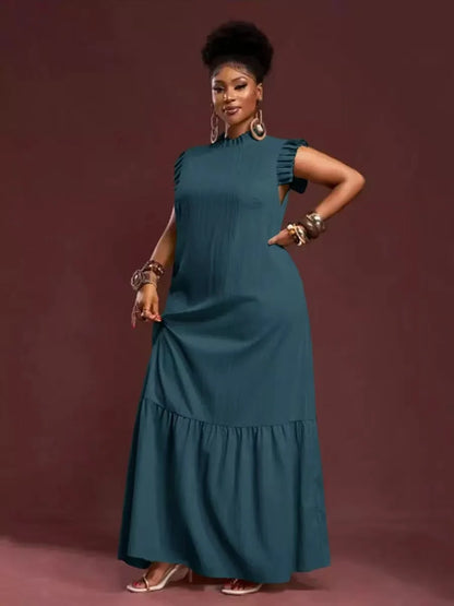 Plus Size Women's Elegant Skirt Dress Casual Work European American Style with Pleated Texture And Large Swing Hemline