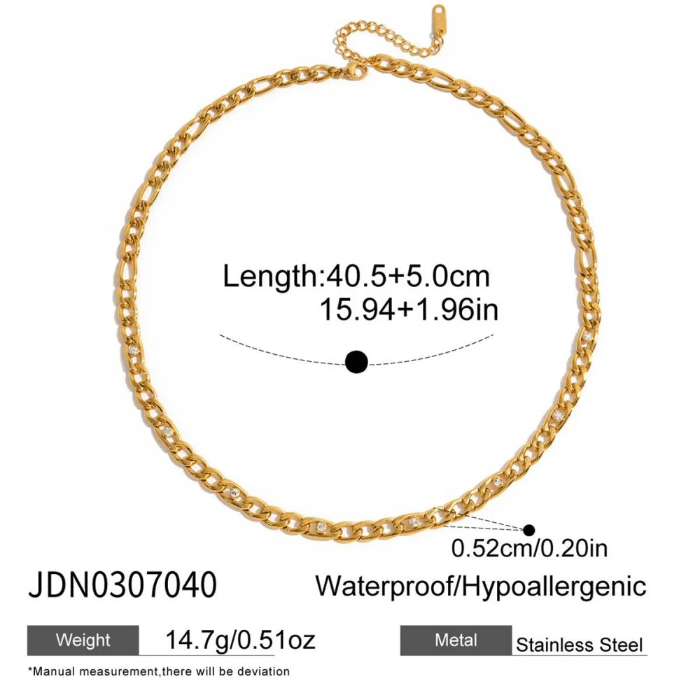 Youthway Delicate Cubic Zirconia Chain Necklace For Women Minimalist 18K Gold Plated Stainless Steel Necklace Fashion Jewelry
