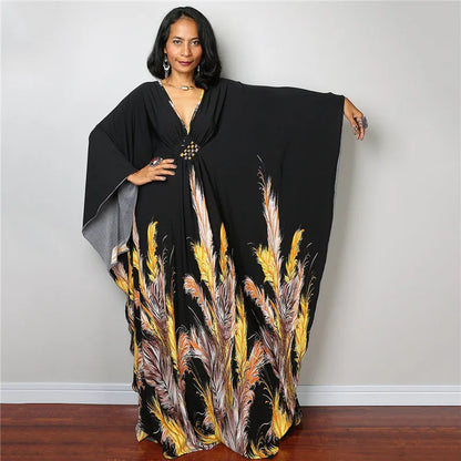 Plus Size Dresses Womens Caftan Floral Print Kaftan Dress Short Sleeve Swimsuit Cover up Loungewear for Summer