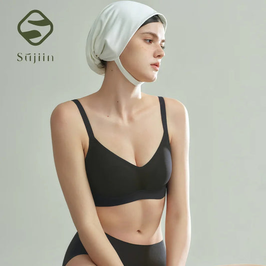 SUJIIN Plus Size Bras for Women Push Up Seamless Wireless Supportive Bra Woman Autumn Minimizer Thin Solid Bra Big Breasts