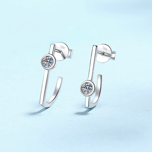 Girl Birthday Gift 18K White Gold Wedding Earrings 0.2CT Moissanite Diamond Women PT950 Platinum Valentine's Day Fine Jewelry