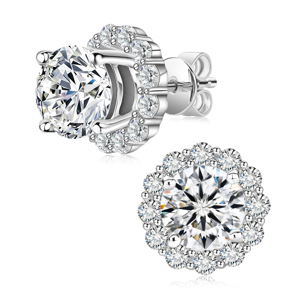 Moissanite Stud Earrings 1.0ct D Color Blue Green Black Champagne 925 Silver Plated White 18K  Gold jewelry for woman