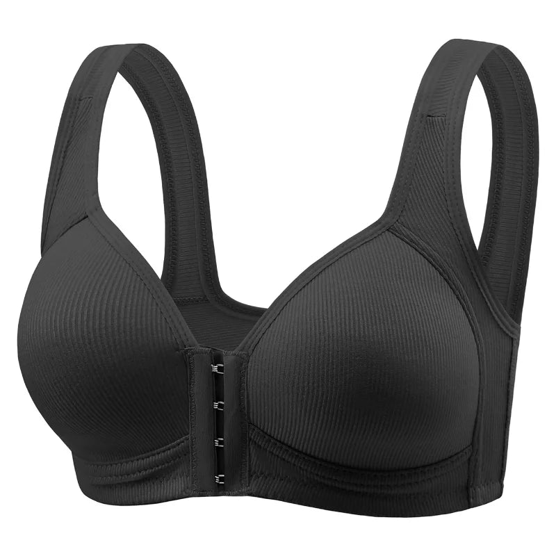 Women's Bra Wire-Free Front Closure Solid Color Full Coverage Fixed Cups Women Seamless Large Size Comfort Underwear