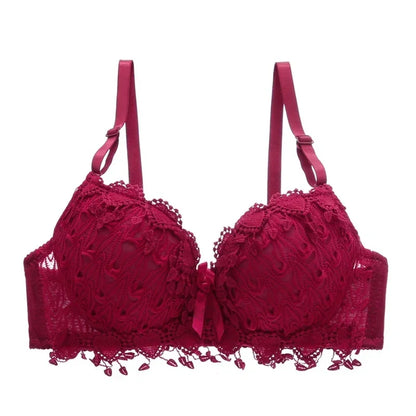 Women's Sexy Lace Gather Bra Plus Size Lace Bralette Breathable with Padded Underwire Unlined Bra Underwear