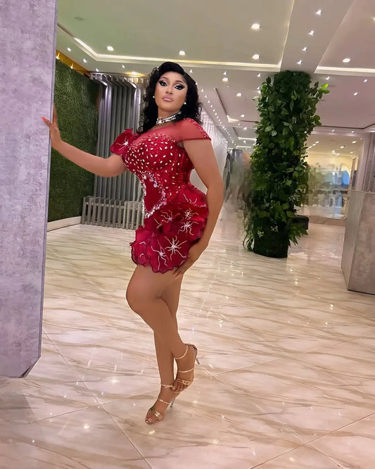 Women Plus Size Cocktail Dresses Short Prom Mini Dresses Birthday Dresses Appliqued Beaded Sequined Lace Gowns Customized