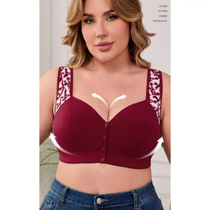 Women Soft Comfortable Ultra-thin Breathable Plus Size Bra Fashionable Front Opening Comfortable No Steel Ring Vest Style Bra