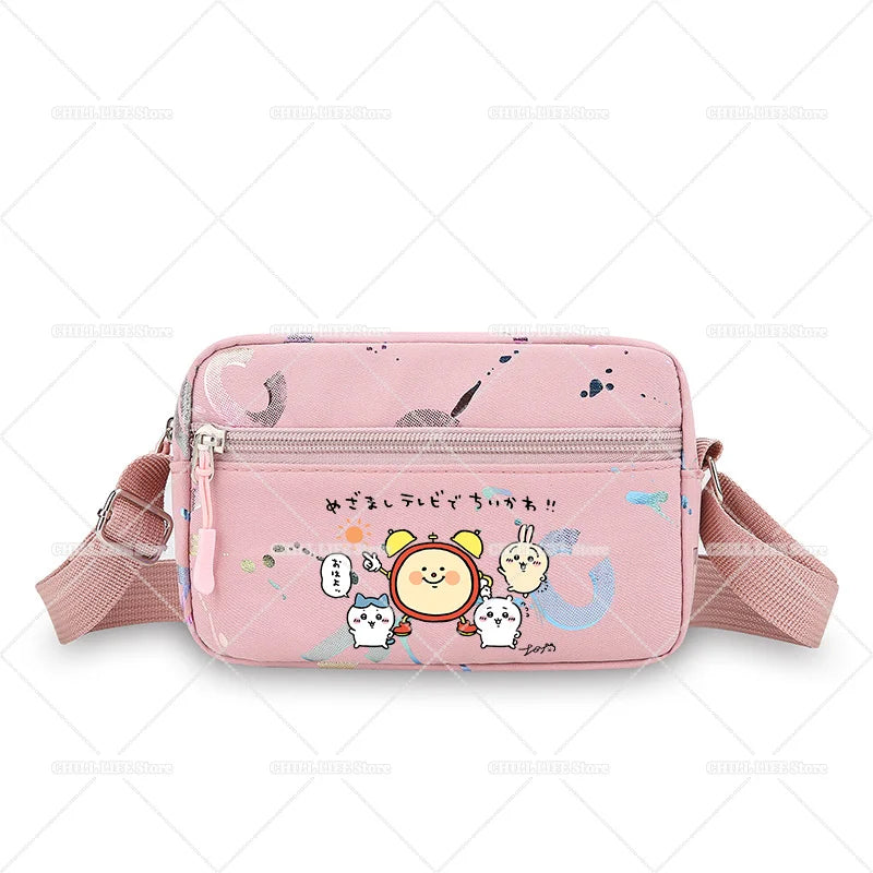 Cute Chiikawas Women Shoulder Waist Bag Kawaii Hachiware Usagi Fanny Pack Female Crossbody Bum Bag Canvas Chest Pack Phone Pouch