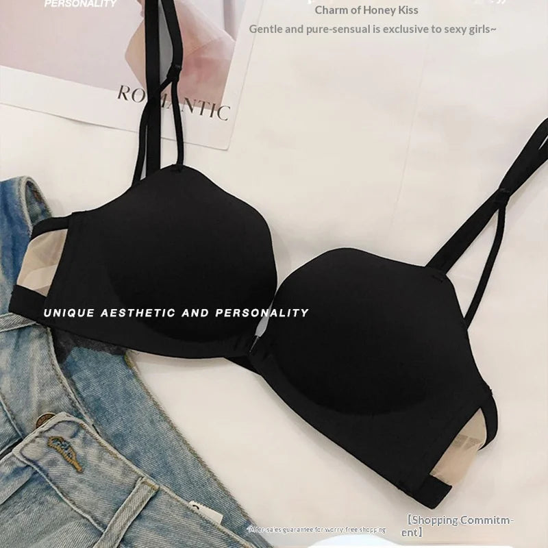 Front-Closure Backless Bra for Women: Small-Cup, Pushing-Up, Lifting, Seamless, Wire-Free, Breathable, And Comfortable