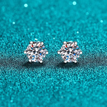 18k White Gold Stud Earrings for Women 0.3ct/0.5ct/1ct/2ct/4ct Screw Six-claw Diamond Moissanite Platinum Pt950 Earrings Jewelry