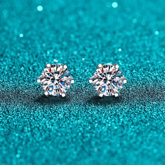 18k White Gold Stud Earrings for Women 0.3ct/0.5ct/1ct/2ct/4ct Screw Six-claw Diamond Moissanite Platinum Pt950 Earrings Jewelry