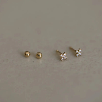 S925 Sterling Silver Plated 18K Gold Mini Cross Zircon Exquisite Screws Earrings Fashionable Temperament Jewelry for Women