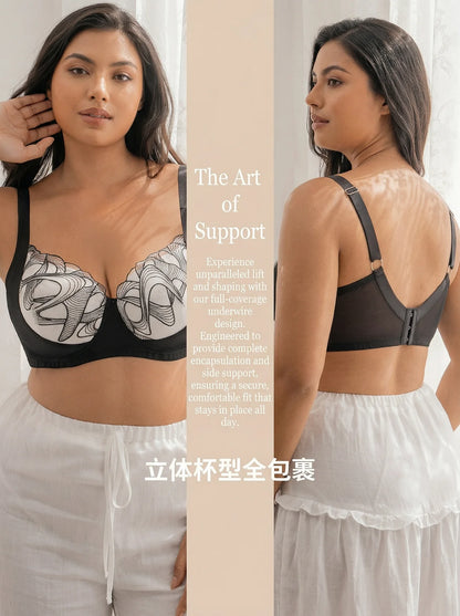 Big Bust Comfort Fit Plus Size Full Cup Bra Women Wide Shoulder Strap Lace Support Bra All Day Wear Lingerie MR3680