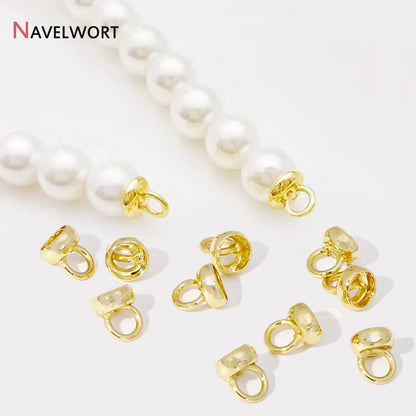 18K Real Gold Plated Brass Connector With Loop,End Caps For Jewelry,Pearl Neckalce Ends Connector ,Connectors For Jewelry