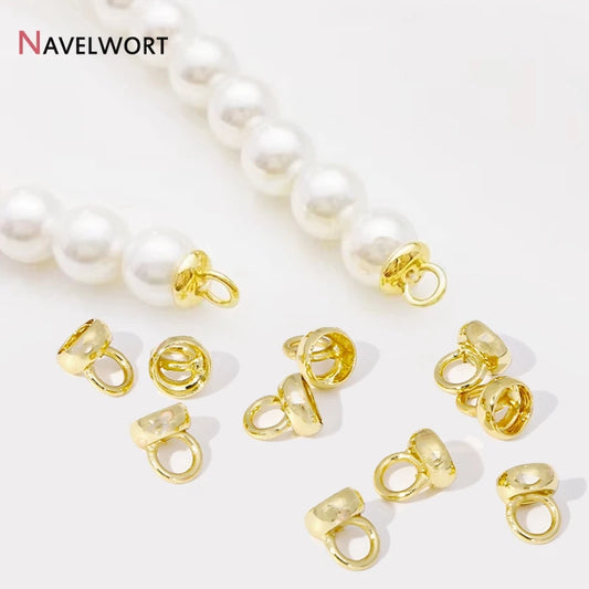 18K Real Gold Plated Brass Connector With Loop,End Caps For Jewelry,Pearl Neckalce Ends Connector ,Connectors For Jewelry
