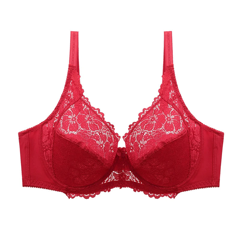 Plus Size Sexy Lace Bra Comfortable Ultra-Thin Cup Ladies Underwear Brassiere