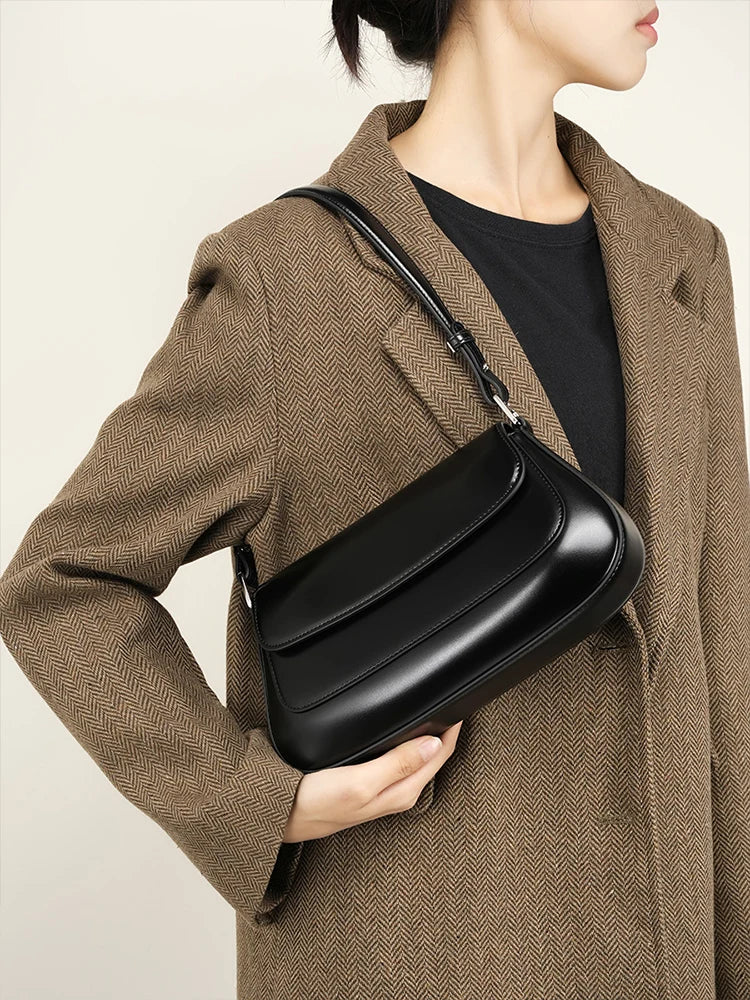 Zency Luxury Handbags Purses For Women Genuine Leather French Style Summer Ladies Shoulder Bag Underarm Crossbody Messenger
