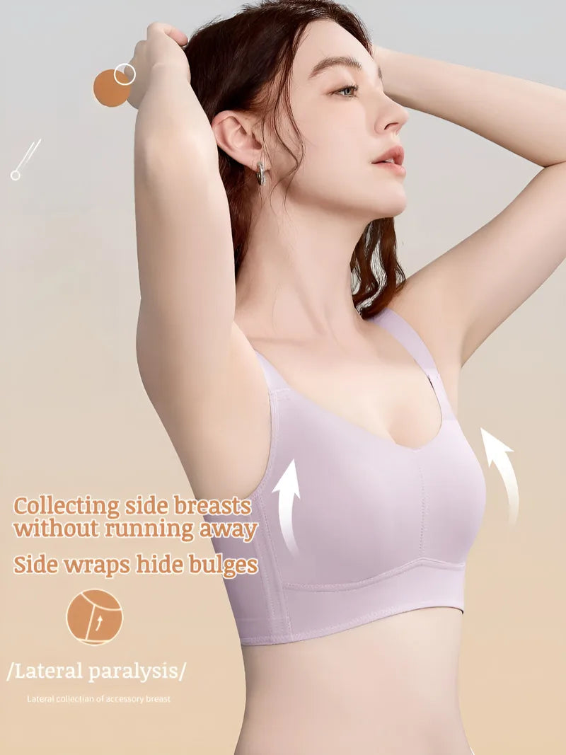 Brelira Bras For Women Full Coverage Minimizer Bra Anti-Sagging Side Smoothing Wireless Seamless Support Wide Band