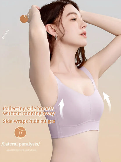 Brelira Bras For Women Full Coverage Minimizer Bra Anti-Sagging Side Smoothing Wireless Seamless Support Wide Band
