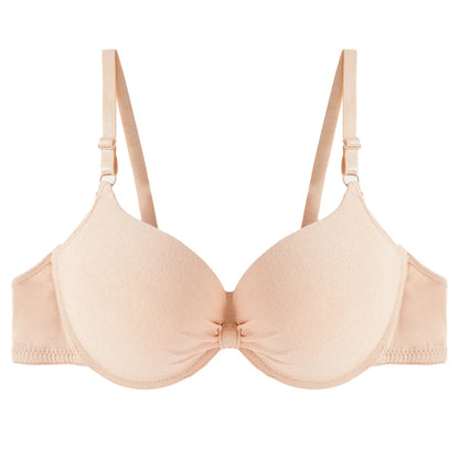 Women's Sexy Cotton Gathered Bra Deep V Underwire Ladied  Brassiere Push Up Lingerie Solid Bras Backless Intimate Underwear