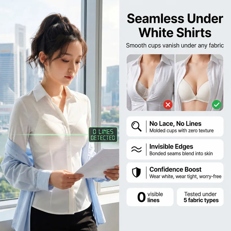 Women's Front Closure Push Up Bra U-Back Backless Seamless Wireless Ultra Thin Summer Bralette Small Bust Lift Detachable Straps