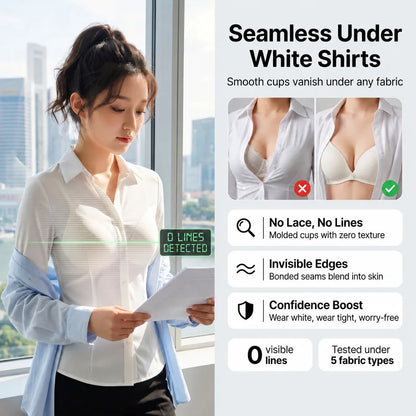 Women's Front Closure Push Up Bra U-Back Backless Seamless Wireless Ultra Thin Summer Bralette Small Bust Lift Detachable Straps