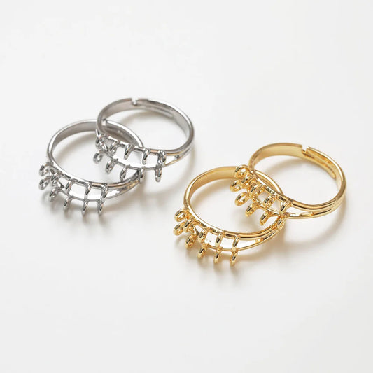 14k Gold Plated Ring Settings Jewelry Making Supplies DIY Hand Made Findings Brass Accessories