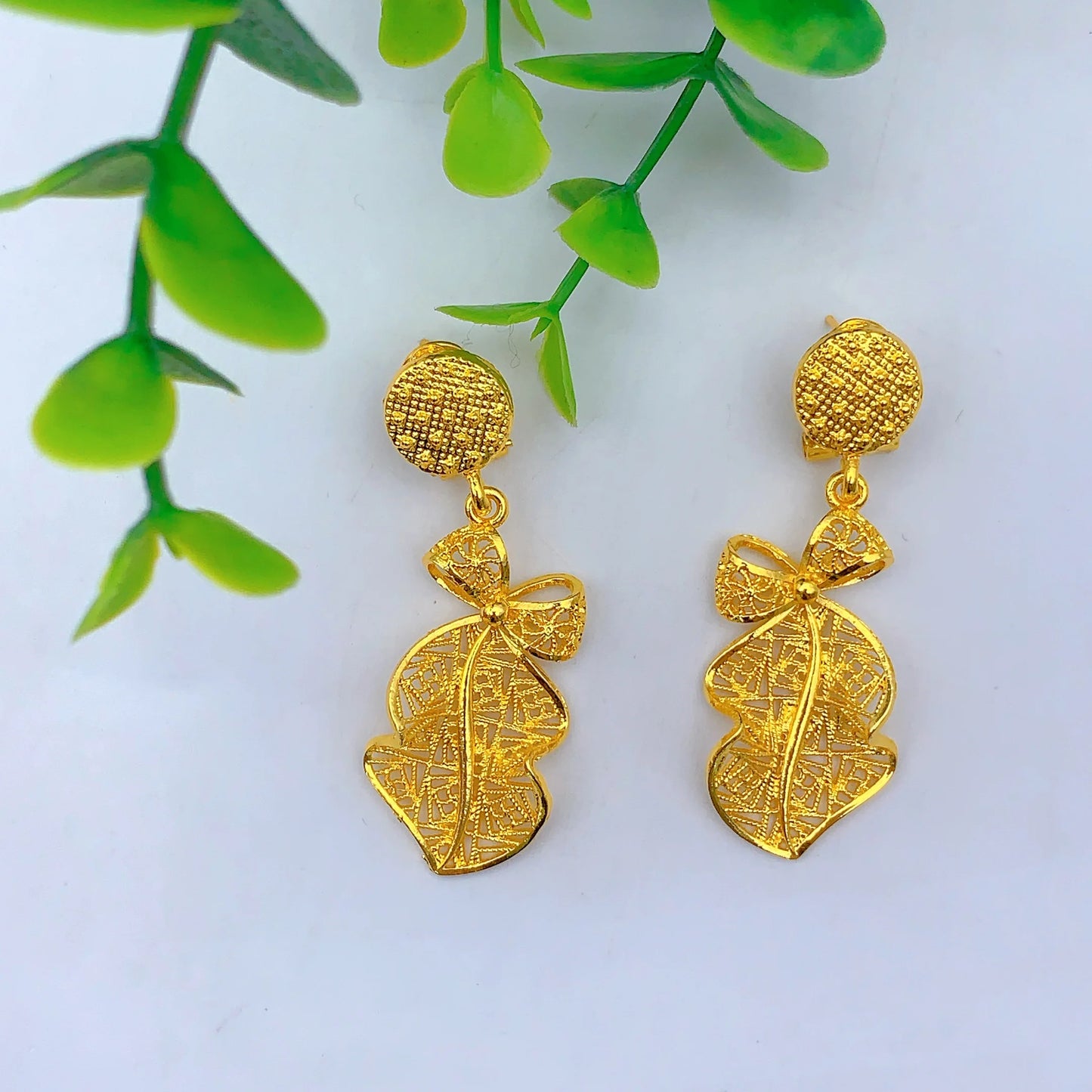 Indian 24K Gold Plated Jewelry Set For Women Nigeria Dubai African Bridal Necklace Earrings Wedding Party Gift Jewellery