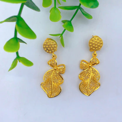 Indian 24K Gold Plated Jewelry Set For Women Nigeria Dubai African Bridal Necklace Earrings Wedding Party Gift Jewellery