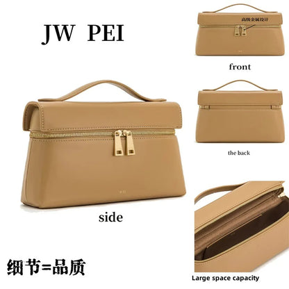 JW PEI Lunch Box Bag New Box Bag Niche Design Single Shoulder Crossbody Bag Handbag Tote Bag Genuine Leather Women's Bag