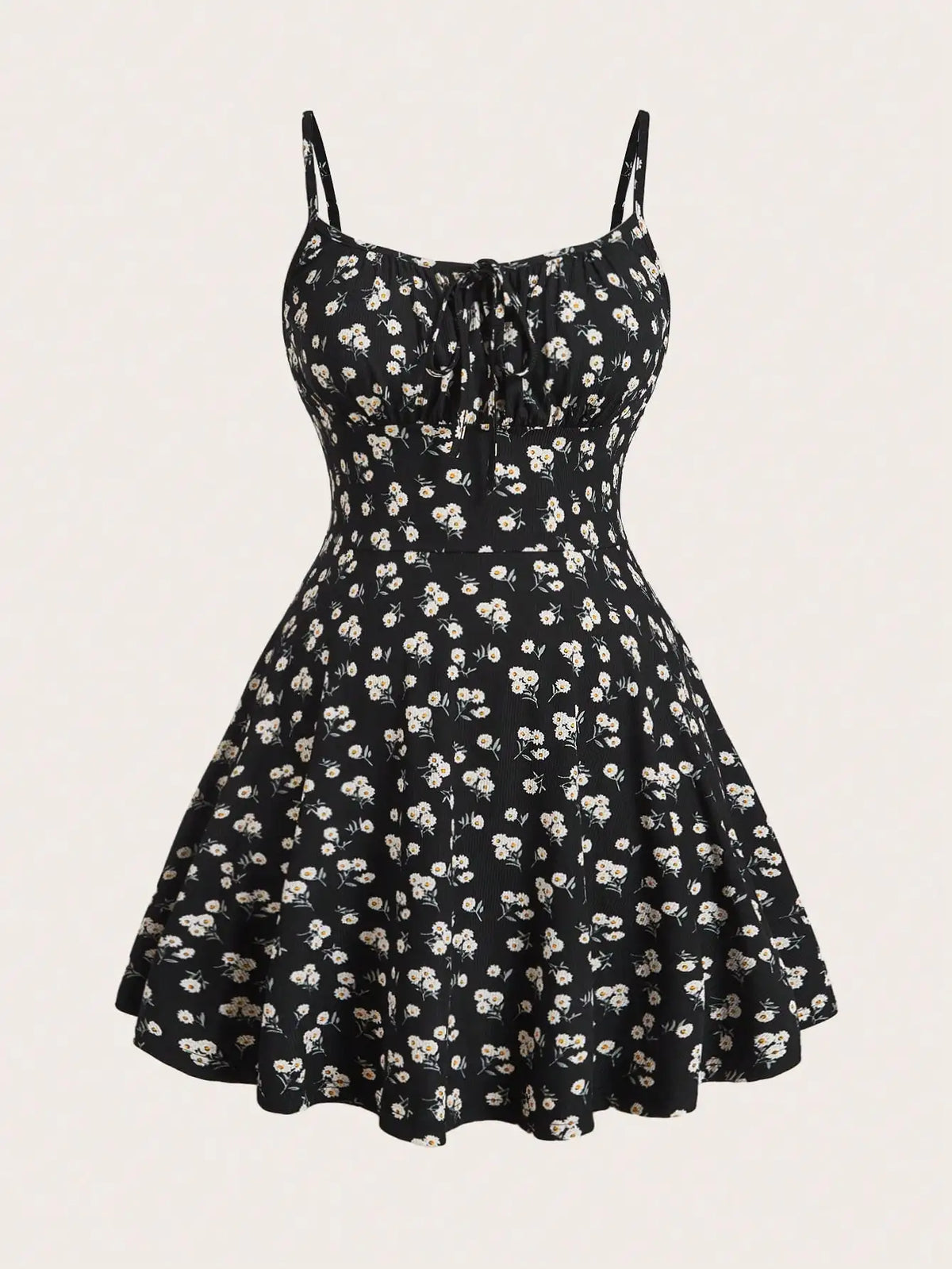 Plus Size Women's Floral Print Spaghetti Strap Fit and Flare Dress