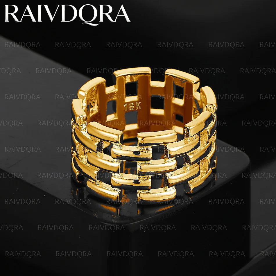 18K Gold Plated Weave Ring For Men and Women Fashion Jewelry Simple Unique Charm Grace Party Engagement Accessories