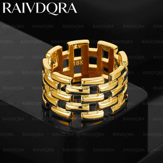 18K Gold Plated Weave Ring For Men and Women Fashion Jewelry Simple Unique Charm Grace Party Engagement Accessories