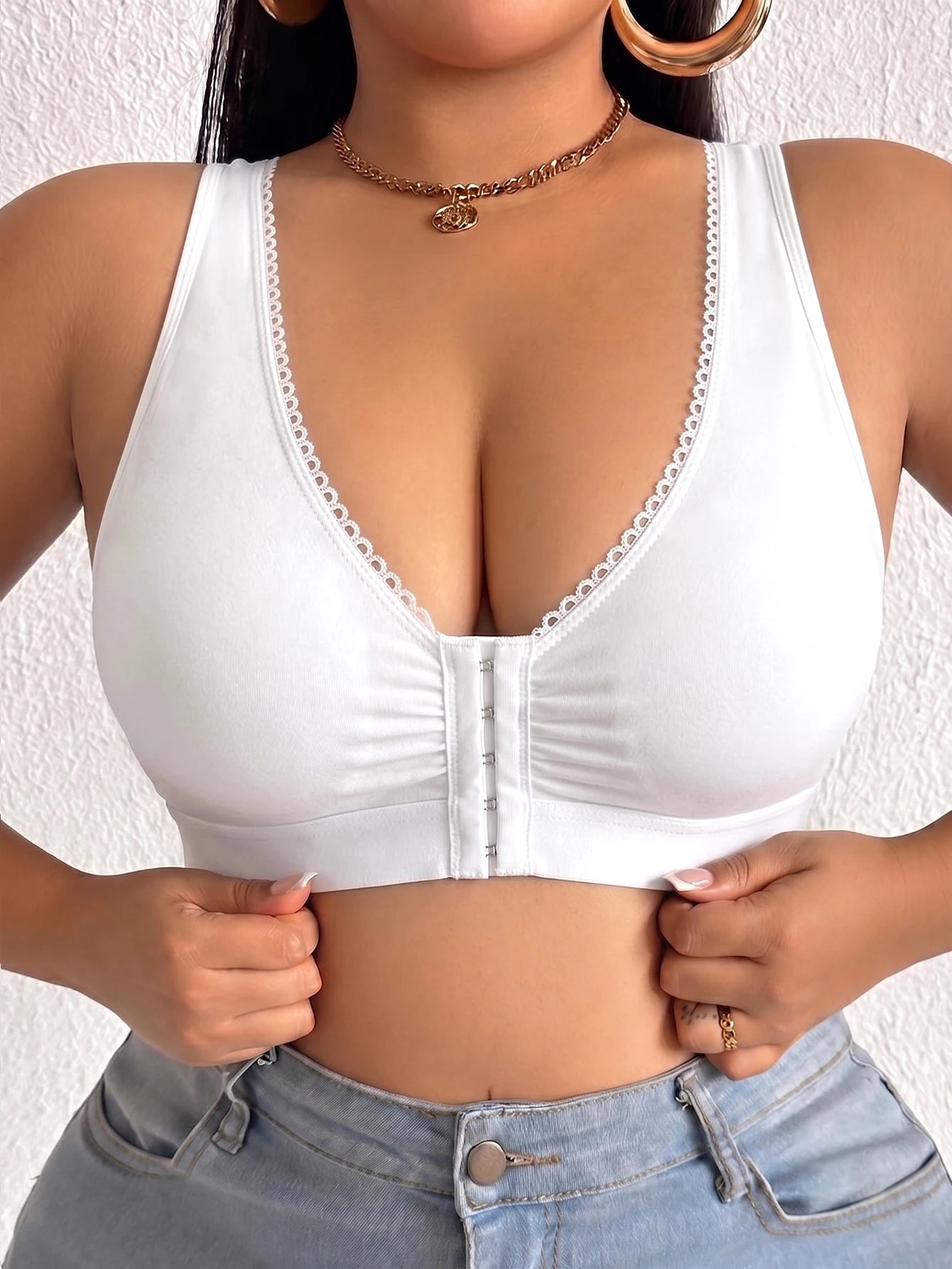 Plus Size Bust Women Bra Full Cup Wireless Unlined Push Up Brassiere Front Closure Anti Sagging Shaping Comfort Bra