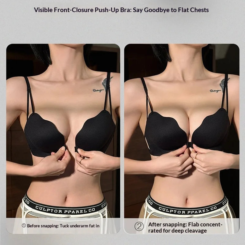 Front-Closure Backless Bra for Women: Small-Cup, Pushing-Up, Lifting, Seamless, Wire-Free, Breathable, And Comfortable