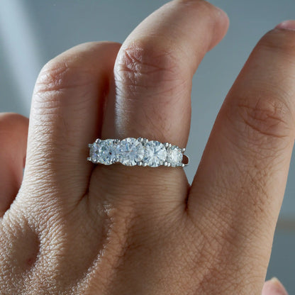5 Stones 3.6CT All Moissanite Rings for Women 18k Plated 925 Sterling Sliver Wedding Band Sparkling Diamonds Fine Jewelry GRA
